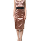 Pink Satin Sweetheart Sheath Corset Midi Dress