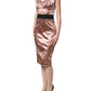 Pink Satin Sweetheart Sheath Corset Midi Dress