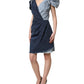 Blue Cotton Patchwork Denim Mini Sheath Dress