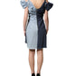 Blue Cotton Patchwork Denim Mini Sheath Dress