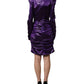 Metallic Purple Long Sleeve Cut-Out Mini Dress
