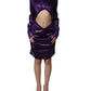 Metallic Purple Long Sleeve Cut-Out Mini Dress