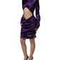 Metallic Purple Long Sleeve Cut-Out Mini Dress
