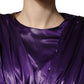 Metallic Purple Long Sleeve Cut-Out Mini Dress
