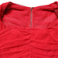 Red Cotton Ruched Stretch Tulle Midi Dress