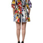 Multicolor Patchwork Cotton Poplin Mini Dress