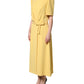 Yellow Short-Sleeved Crew Neck Midi Dress