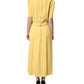 Yellow Short-Sleeved Crew Neck Midi Dress