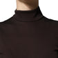 Brown Turtleneck Jersey Long Maxi Dress