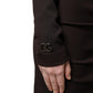 Brown Turtleneck Jersey Long Maxi Dress