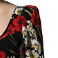 Black Floral Silk Long Sleeves Gown Dress