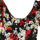 Black Floral Silk Long Sleeves Gown Dress