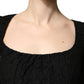 Black Lace Square Neck LongSleeve Maxi Dress