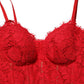 Red Corset Lace Bodice Draped Long Gown Dress