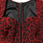 Red Leopard Print Sheath Long Sleeve Dress