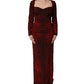 Red Leopard Print Sheath Long Sleeve Dress