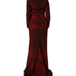 Red Leopard Print Sheath Long Sleeve Dress