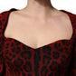 Red Leopard Print Sheath Long Sleeve Dress