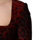 Red Leopard Print Sheath Long Sleeve Dress