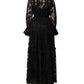 Black Lace A-line Long Evening Gown Dress