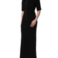 Black Silk Button Bodice Sheath Maxi Dress