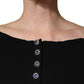 Black Silk Button Bodice Sheath Maxi Dress