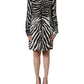 Black White Zebra Rhinestones Mini Dress