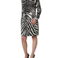 Black White Zebra Rhinestones Mini Dress