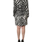 Black White Zebra Rhinestones Mini Dress