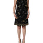 Black Sleeveless Floral Bead Embellishments Dress