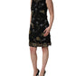 Black Sleeveless Floral Bead Embellishments Dress