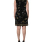 Black Sleeveless Floral Bead Embellishments Dress
