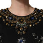 Black Sleeveless Floral Bead Embellishments Dress