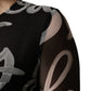 Black White Long Sleeve Printed Mini Dress