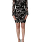 Black White Long Sleeve Printed Mini Dress
