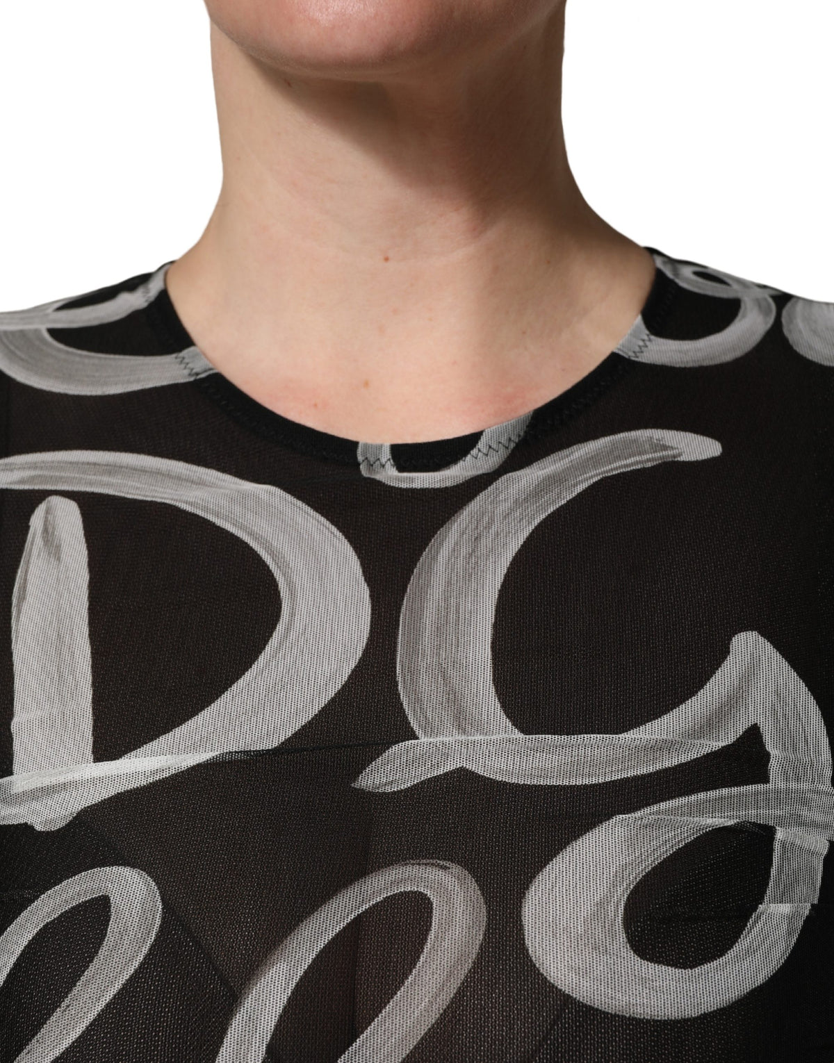Black White Long Sleeve Printed Mini Dress