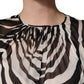 Black White Zebra Puff Sleeves Mini Dress