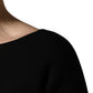 Black Wool Crepe Long Sleeves Midi Dress