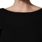 Black Wool Crepe Long Sleeves Midi Dress