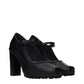 Black Leather High Heel Pumps