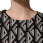 Black Logo Print Cotton Knee Length Dress