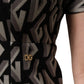 Black Logo Print Cotton Knee Length Dress