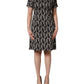 Black Logo Print Cotton Knee Length Dress