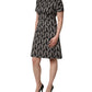 Black Logo Print Cotton Knee Length Dress