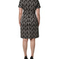 Black Logo Print Cotton Knee Length Dress