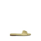 Beige Calf Leather Bos Taurus Flat Sandals