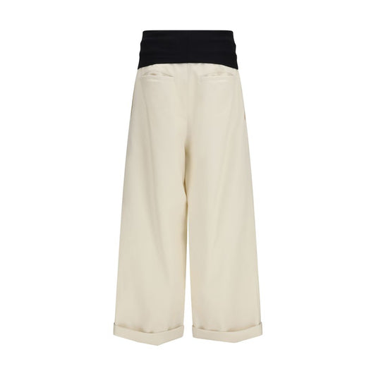 Beige Cotton Casual Pants