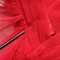 Red Cotton Ruched Stretch Tulle Midi Dress