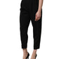 Black Wool High Waist Cropped Trouser Pants