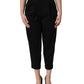 Black Wool High Waist Cropped Trouser Pants